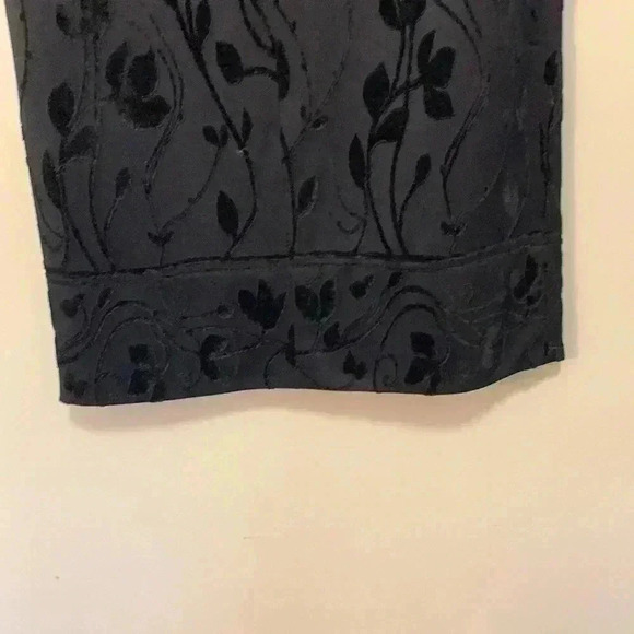 Frank Usher, black on black leaf pattern long sleeved  midi cocktail dress - Picture 10 of 11